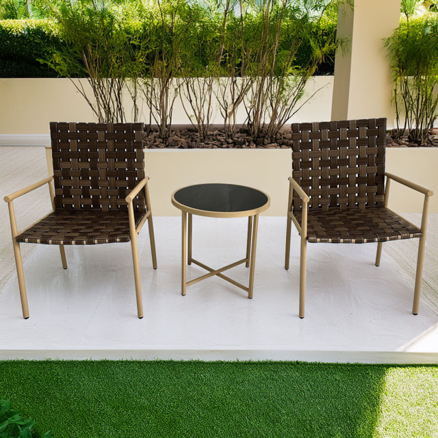 Furniture One 2 Seater Leather Effect Rattan Garden Lounge Set - Yellow - Wilko - image 1