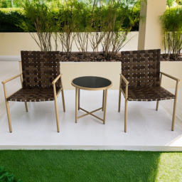 Furniture One 2 Seater Leather Effect Rattan Garden Lounge Set - Yellow - Wilko - thumbnail 1
