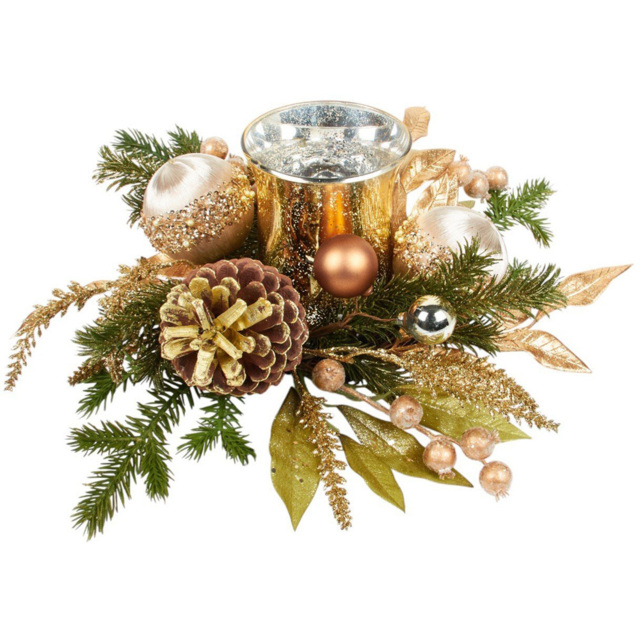 Pinecone and Bauble Candle Ring Gold - Wilko - image 1