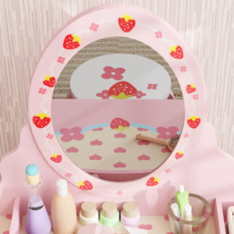 AIYAPLAY 2 Piece Pink Kids Dressing Table and Stool Set - Size: 89 x 45 x 65cm - Wilko - thumbnail 4