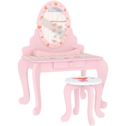 AIYAPLAY 2 Piece Pink Kids Dressing Table and Stool Set - Size: 89 x 45 x 65cm - Wilko - thumbnail 3
