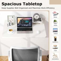 Costway Wall Mounted Drop-Leaf Folding Desk White - Size: 91.4 x 38.1 x 12.7cm - Wilko - thumbnail 6