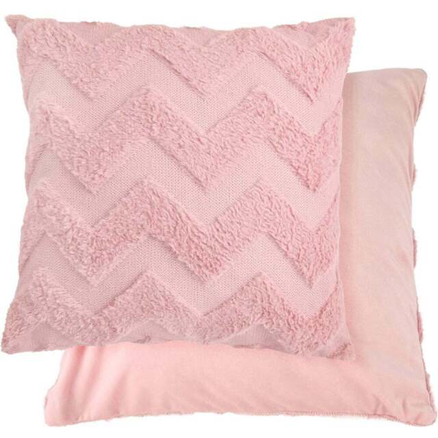 Serene Newton Zig Zag Blush Pink Soft Touch Cushion Cover - Size: 43 x 43cm - Wilko - image 1