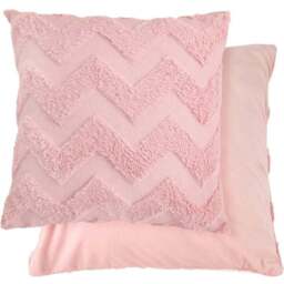 Serene Newton Zig Zag Blush Pink Soft Touch Cushion Cover - Size: 43 x 43cm - Wilko - thumbnail 1