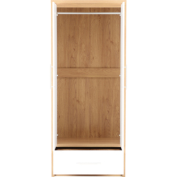 Seconique Seville 2 Door Single Drawer White Gloss Light Oak Effect Veneer Wardrobe - Size: 2 Door, Single Drawer - Wilko - thumbnail 5