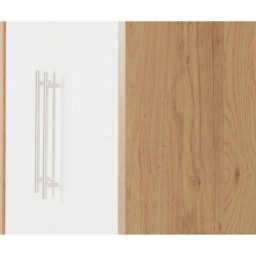 Seconique Seville 2 Door Single Drawer White Gloss Light Oak Effect Veneer Wardrobe - Size: 2 Door, Single Drawer - Wilko - thumbnail 6