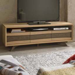 Bentley Designs Cadell 3 Drawer Single Shelf Aged Oak Entertainment Unit - Size: 51 x 150 x 45cm - Brown - Wilko - thumbnail 1