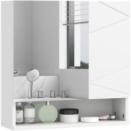 Kleankin 2 Door White Wall Mounted Mirror Bathroom Storage Cupboard - Size: 55.0 cm x 17.0 cm x 55.0 cmcm - Wilko - thumbnail 3