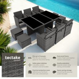 tectake New York 10 Seater Garden Dining Table Set Grey - Wilko - thumbnail 7