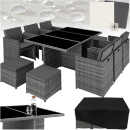 tectake New York 10 Seater Garden Dining Table Set Grey - Wilko - thumbnail 3