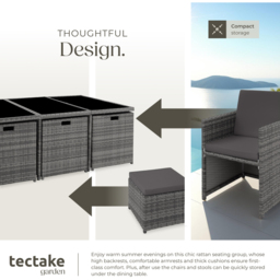 tectake New York 10 Seater Garden Dining Table Set Grey - Wilko - thumbnail 5