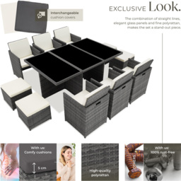 tectake New York 10 Seater Garden Dining Table Set Grey - Wilko - thumbnail 4