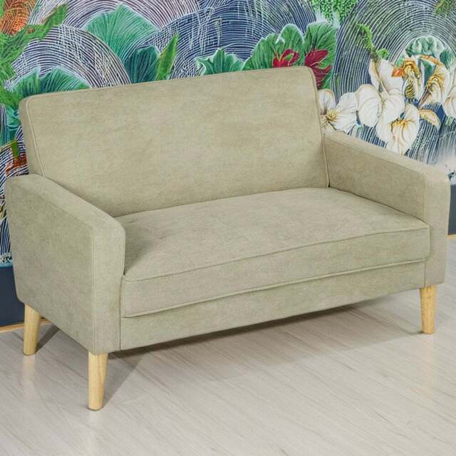 HOMCOM 2 Seater Beige Velvet Upholstered Sofa - Silver - Wilko - image 1