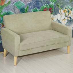 HOMCOM 2 Seater Beige Velvet Upholstered Sofa - Silver - Wilko - thumbnail 1