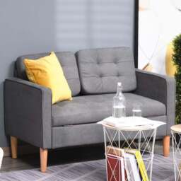 Portland 2 Seater Grey Cotton Sofa with Hidden Storage - Wilko - thumbnail 1