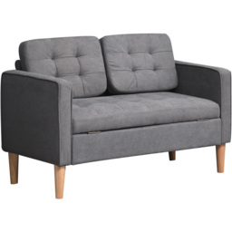 Portland 2 Seater Grey Cotton Sofa with Hidden Storage - Wilko - thumbnail 3