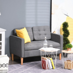Portland 2 Seater Grey Cotton Sofa with Hidden Storage - Wilko - thumbnail 4