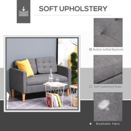 Portland 2 Seater Grey Cotton Sofa with Hidden Storage - Wilko - thumbnail 5