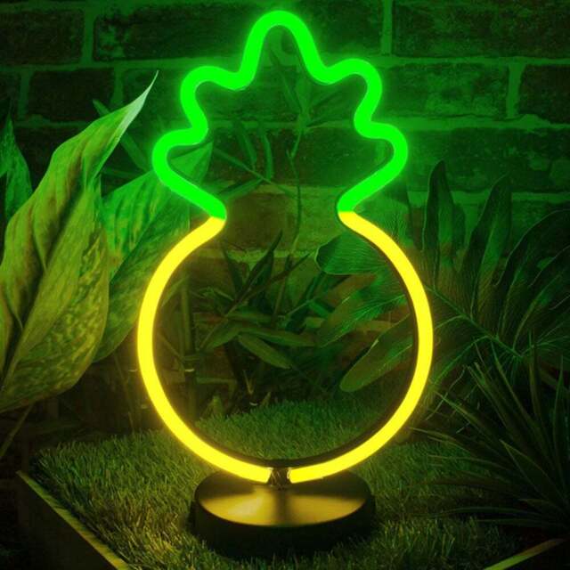 Global Gizmos Pineapple LED Neon Light 30cm - Size: 30 x 17 x 10cm - Multi - Wilko - image 1