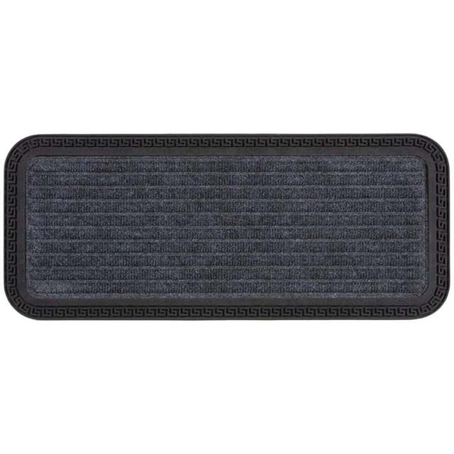 Millbrook Grey Embossed Stripe Doormat 25 x 60cm - Size: 60 x 25cm - Wilko - image 1