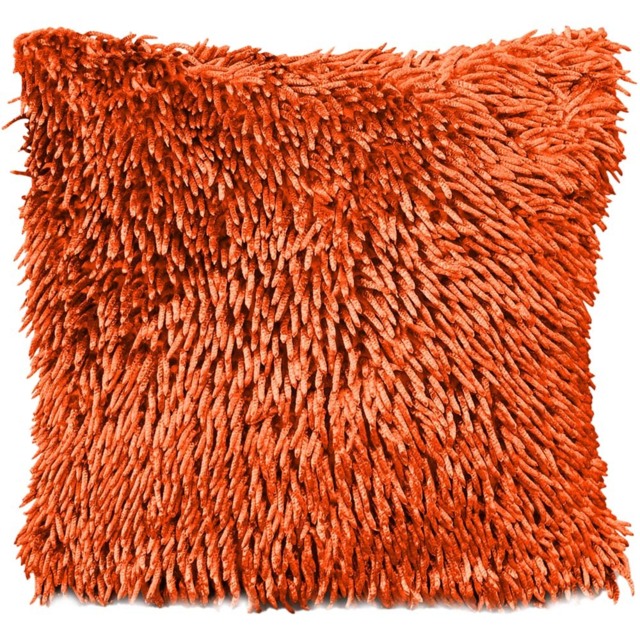 Velosso Orange Shaggy Chenille Filled Cushion 43 x 43cm 2 Pack - Wilko - image 1