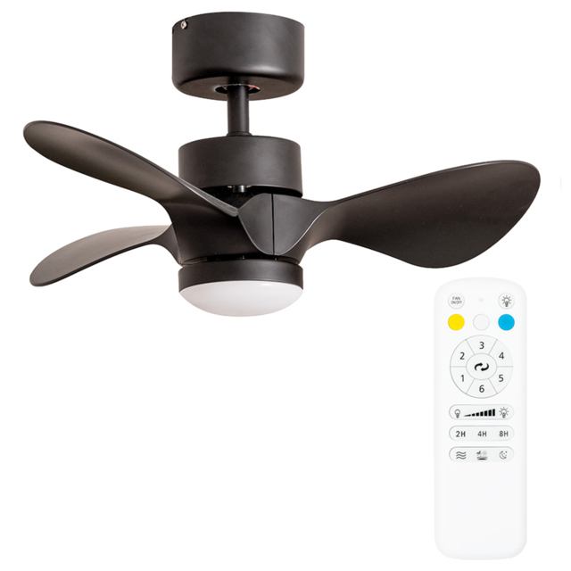 ValueLights Matt Black Integrated LED Ceiling Fan with Remote 24 inch - Size: 30 x 60 x 60cm - Wilko - image 1