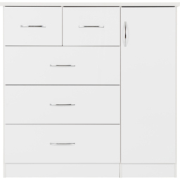 Seconique Nevada 5 Drawer Gloss White Low Wardrobe - Size: Single Door, 5 Drawer - Wilko - thumbnail 3