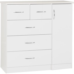 Seconique Nevada 5 Drawer Gloss White Low Wardrobe - Size: Single Door, 5 Drawer - Wilko - thumbnail 6