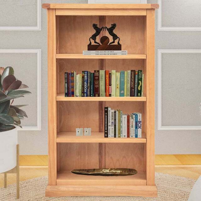 Lucca 4 Shelf Waxed Bookcase - Wood - Wilko - image 1