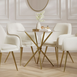 Casa Clear Top Gold Legs Dining Table - Size: 4 Seater - LPD Home - Wilko - thumbnail 4