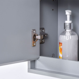Portland Grey Wall Mounted Mirror Bathroom Cabinet - Size: 48 x 14.5 x 45cm - Wilko - thumbnail 5