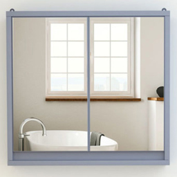 Portland Grey Wall Mounted Mirror Bathroom Cabinet - Size: 48 x 14.5 x 45cm - Wilko - thumbnail 1