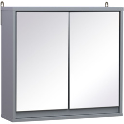 Portland Grey Wall Mounted Mirror Bathroom Cabinet - Size: 48 x 14.5 x 45cm - Wilko - thumbnail 3
