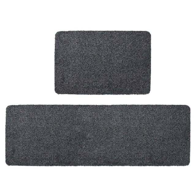 JVL Tanami Charcoal Barrier Doormat and Runner Set of 2 - Size: 50 x 75cm - Grey - JVL Homewares - Wilko - image 1