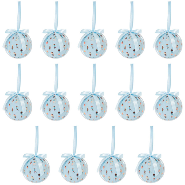 The Christmas Workshop Ice Blue People Skiing Bauble 14 Pack - Wilko - image 1
