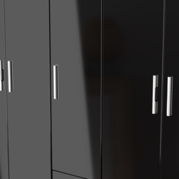 Crowndale Knightsbridge 5 Door 2 Drawer Black Gloss and Black Tall Wardrobe Ready Assembled - Black Gloss & Black - Wilko - thumbnail 6