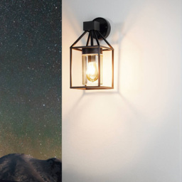 EGLO Trecate Metal Black Modern Lantern Style Clear Outdoor Wall Light - Size: 16 x 16 x 35.5cm - Wilko - thumbnail 3
