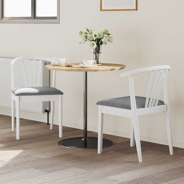 vidaXL Set of 2 White and Grey Rubberwood Vintage Dining Chairs - Multi - Wilko - image 1