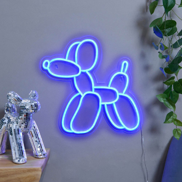 Blue Balloon Dog Neon Sign - White - Wilko - image 1