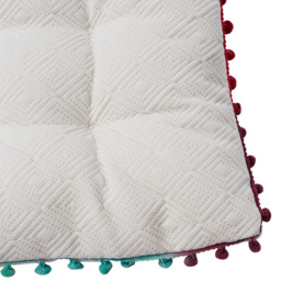 Living and Home White Square Dining Chair Cushion with Pom Poms 40 x 40cm - Size: 6 x 40 x 40cm - Wilko - thumbnail 5
