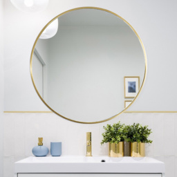 Living and Home Gold Frame Nordic Wall Mounted Bathroom Mirror 40cm - Size: 40 x 40cm - Wilko - thumbnail 6