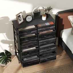 HOMCOM 10 Drawer 4 Side Pockets 2 Hooks Black Fabric Chest of Drawers - Wilko - thumbnail 5