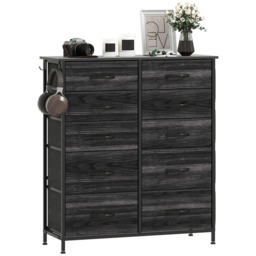 HOMCOM 10 Drawer 4 Side Pockets 2 Hooks Black Fabric Chest of Drawers - Wilko - thumbnail 3