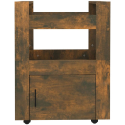 vidaXL Single Door 2 Shelf Smoked Oak Kitchen Trolley - Size: 80 x 60 x 45cm - Brown - Wilko - thumbnail 6