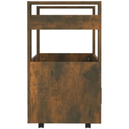 vidaXL Single Door 2 Shelf Smoked Oak Kitchen Trolley - Size: 80 x 60 x 45cm - Brown - Wilko - thumbnail 7