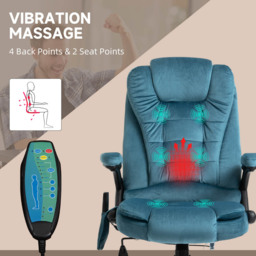 Portland Blue Velvet Swivel Massage Recliner Office Chair - Size: 67 x 74 x 116cm - Wilko - thumbnail 4