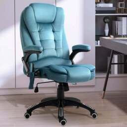 Portland Blue Velvet Swivel Massage Recliner Office Chair - Size: 67 x 74 x 116cm - Wilko - thumbnail 1