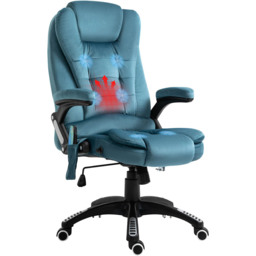 Portland Blue Velvet Swivel Massage Recliner Office Chair - Size: 67 x 74 x 116cm - Wilko - thumbnail 3