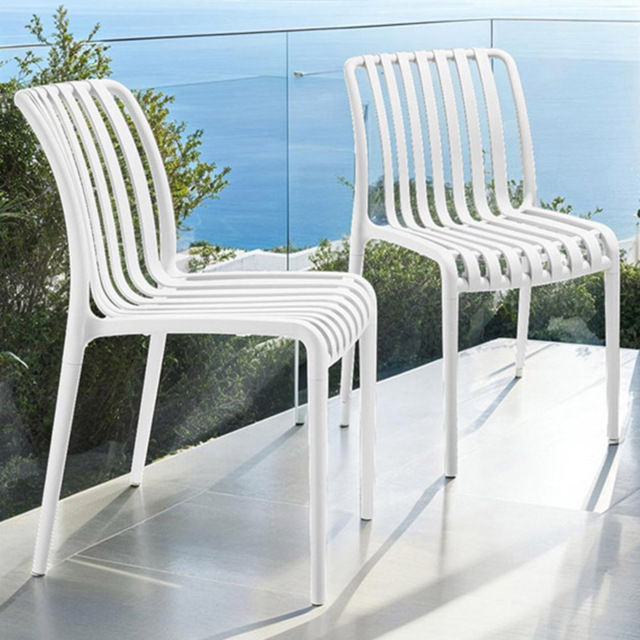 tectake Alcudia Set of 2 White Stackable Garden Chair - Size: 80.5 x 47 x 58cm - Wilko - image 1