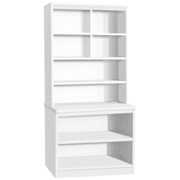 R White Cabinets 8 Shelf White Desk Height Bookcase with Hutch - Size: 182.8 x 85 x 54cm - Wilko - thumbnail 3